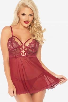 Dessous Sheer Lace Babydoll and String 