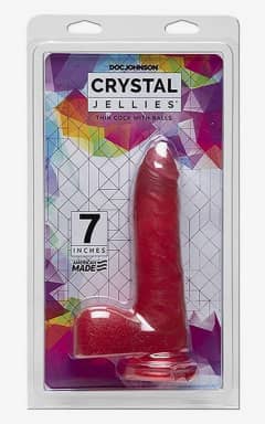 Anal Dildo Crystal Jellies Thin Cock w. Balls Pink 7in