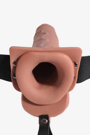 Dildos Hollow Squirting Strap On W. Balls 7.5 Inch Light