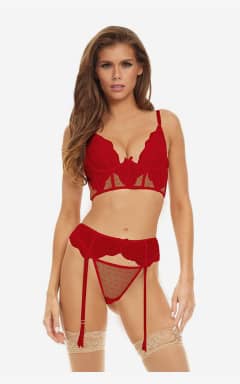 Dessous Peek A Boo Wire 3PC Set Red