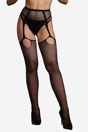 Dessous Le Désir Panty With Attached Stockings One Size