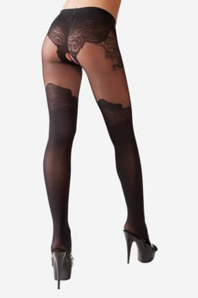 Alle Cottelli Crotchless Tights Lace Pantie XS