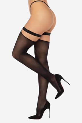 Dessous Thigh Highs With Garter Top Black - Stayups mit stylischen Herzdetails