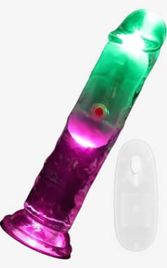 Dildo RealCock - LED Vibrating Straight Cock - Transparent - 15cm
