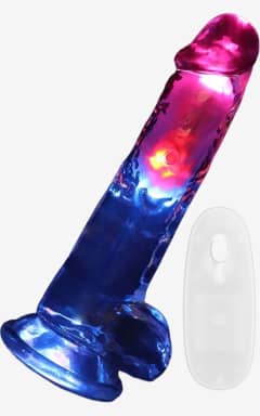 Dildo RealCock - LED Vibrating Straight Cock With Balls - Transparent - 20cm