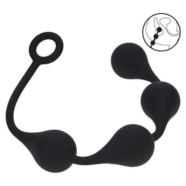 Levelz - Waterdrop Silicone Anal Balls - Black - L - 40 mm