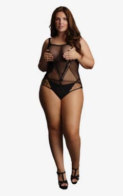 Dessous Le Désir Contrast Net Teddy Queen Size - Kontrast aus offenem Netz und soften Seiten formt Dich sexy und schmeichelnd. Superstretch sitzt bequem von XL bis 4XL, mit frechem, raffiniertem Strap-Bottom.