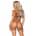 Leg Avenue - Garter Teddy with String Back and Robe Black S