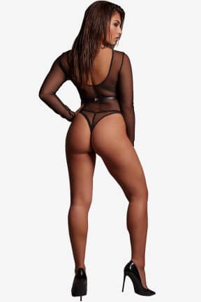 Dessous Le Désir - Lexy - Harness and Mesh Body - One Size - Black - Freche Harness-Träger treffen auf zartes Mesh - für einen Look, der Dich umhüllt. Stretchig in One Size, betont Deine Kurven und zeigt genau genug, um zu reizen.