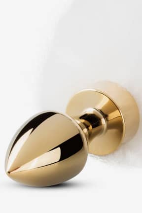 Analtoys EasyToys Fetish - Butt Plug – White Fox Tail - Goldener Buttplug aus glattem Aluminium – hygienisch, kühlbar und langlebig. Flauschiger Fuchsschwanz sorgt für verspielten Look und extra Kitzel außen.