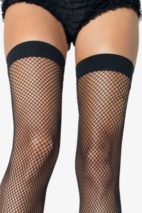 Dessous Leg Avenue - Nylon Fishnet Thigh Highs - Klassisches, schwarzes Fischnetz, das Deine Beine frech und endlos wirken lässt. One-Size aus leichtem Nylon - schnell angezogen, sofort ein Statement.