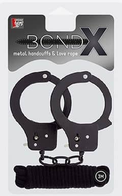 Handschellen & Fesseln BondX Cuffs & Bondagerep - Svart